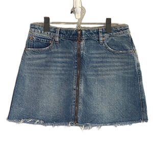 Free People We The Free Women’s Zip It Up Denim Jean Skirt 100% Cotton Size 30
